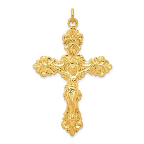 Million Charms 925 Sterling Silver & 24k Gold -plated INRI Crucifix Pendant - Picture 1 of 4
